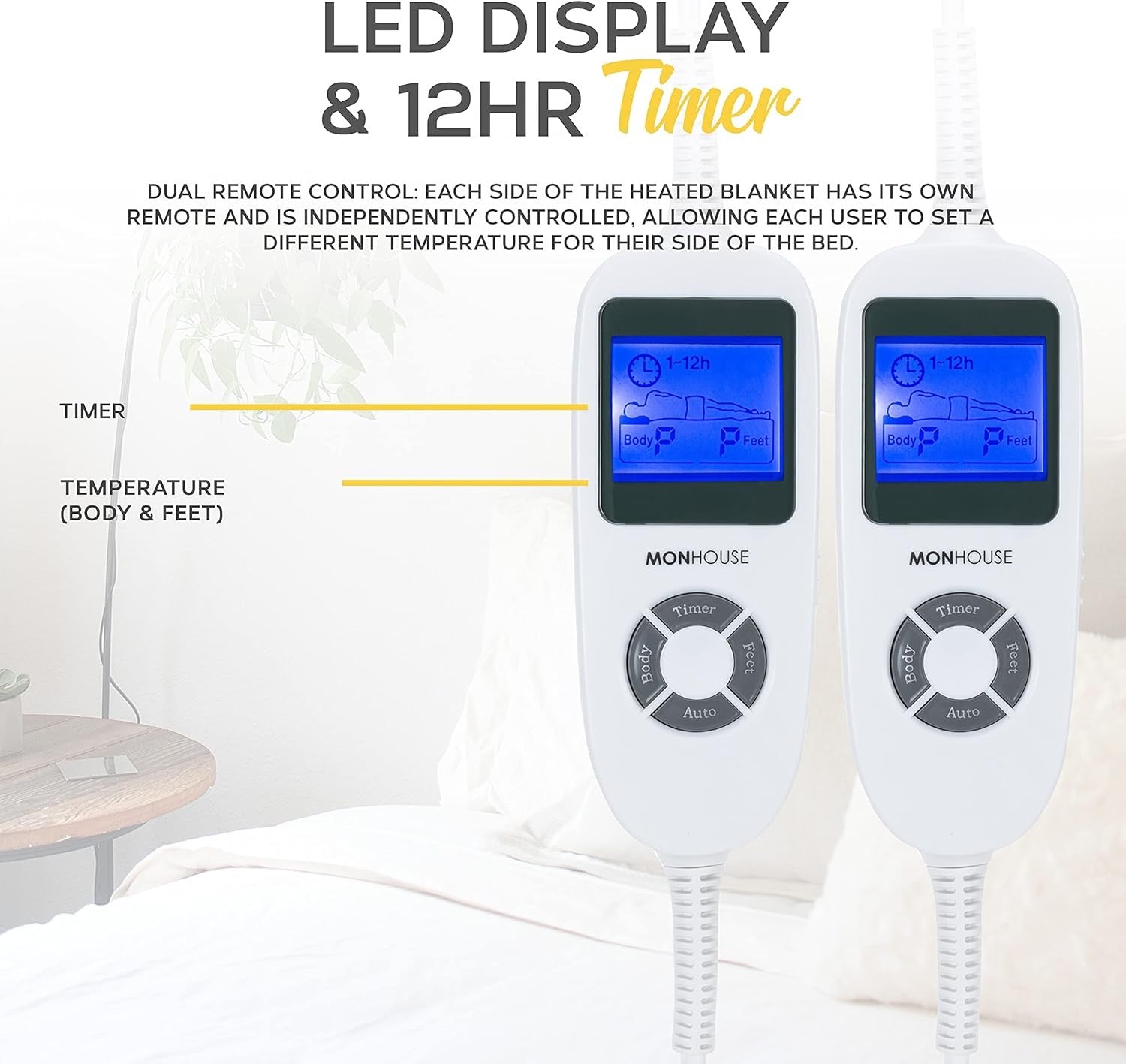 King Electric Heated Underblanket 180x200cm Dual Control 9 Heat Washable