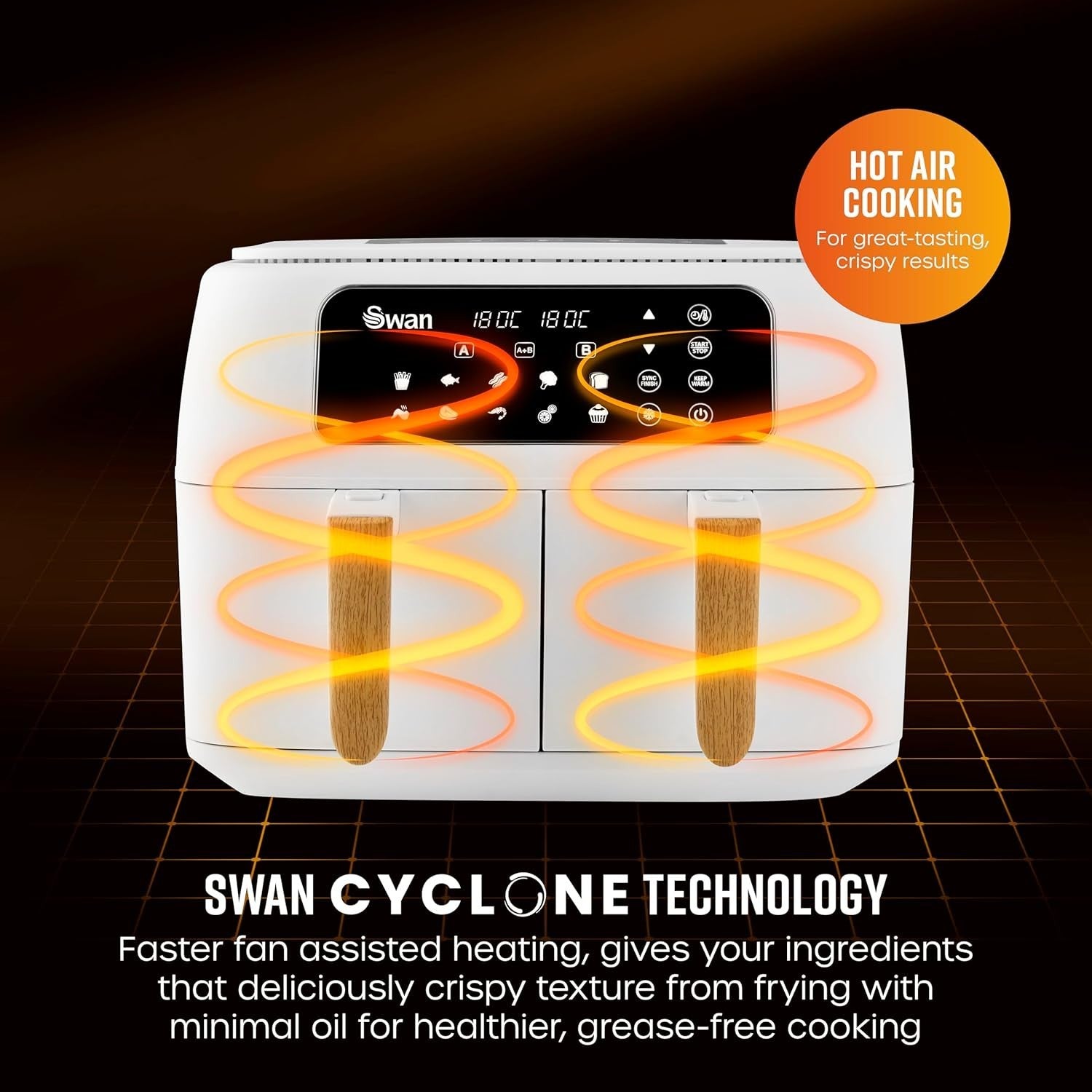 8L Dual Zone Air Fryer 1600–1800W | 13-in-1 Presets | Nordic White