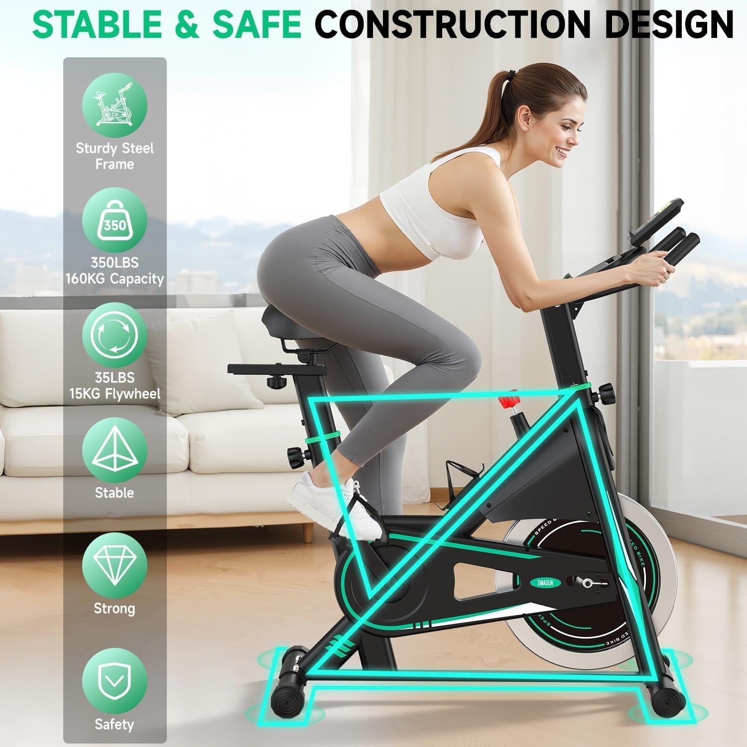 Quiet Magnetic Exercise Bike w/ LCD, Tablet Holder, 35lb Flywheel & 360lb Cap