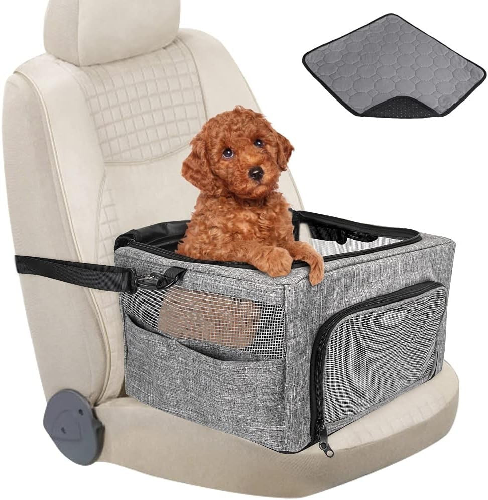 Dog Car Seat Booster Carrier Foldable Travel Crate Mesh Window 15lb