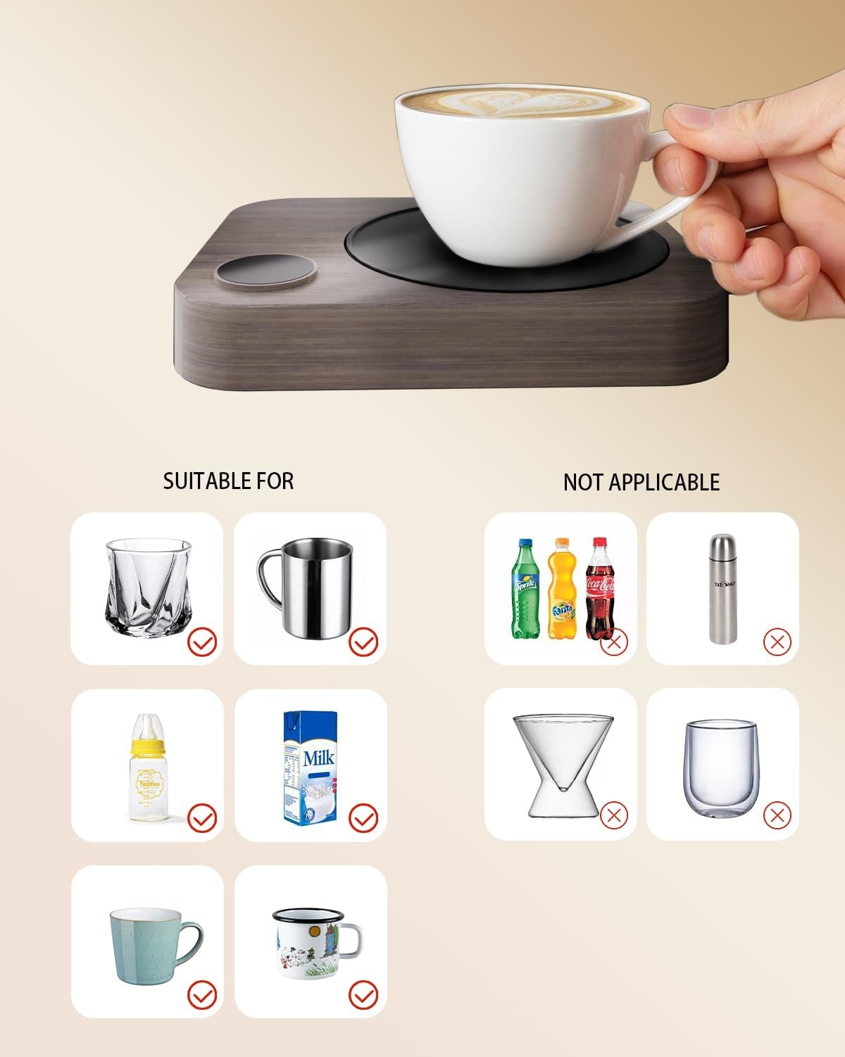 Coffee Mug Warmer 3 Temp Auto Shut Off Desk Heater UK Plug