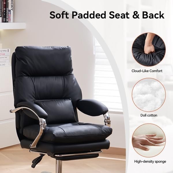 Heated Massage Office Chair Recliner Footrest Ergonomic High Back Black