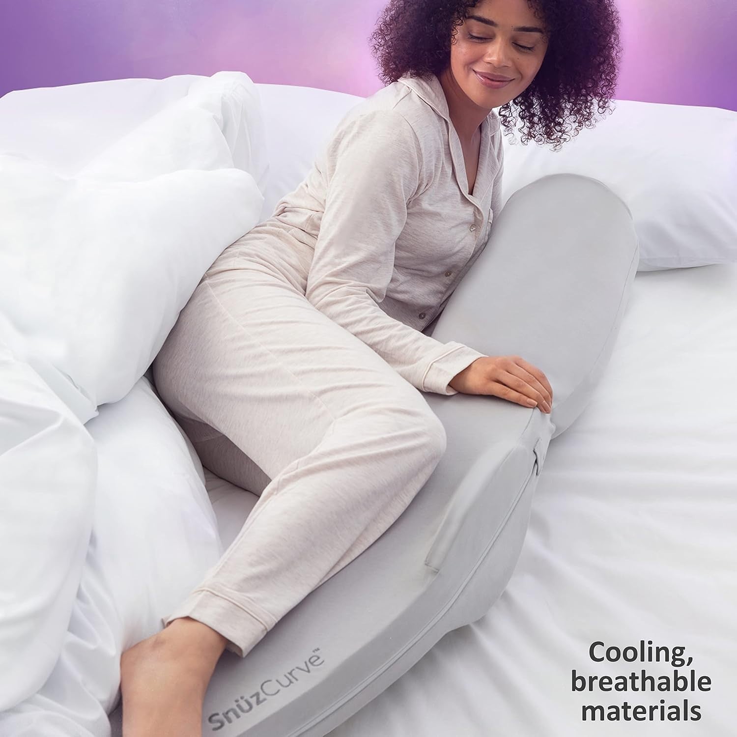 Pregnancy Pillow Full Body Support Curved Maternity Sleep Cushion Grey