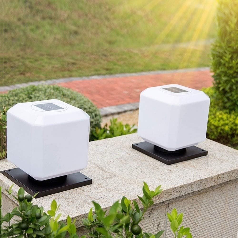 Waterproof Solar Column Lamp – Outdoor Garden Iron Post Light (Size S)
