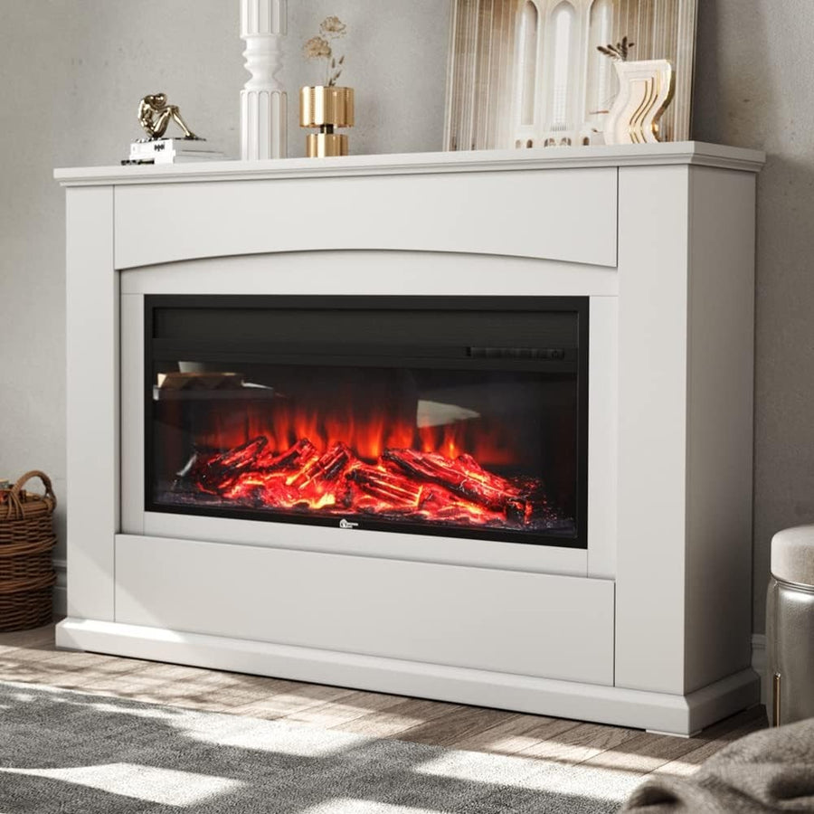 50" Electric Fireplace Suite Heater LED Flame Surround TV Stand Safe