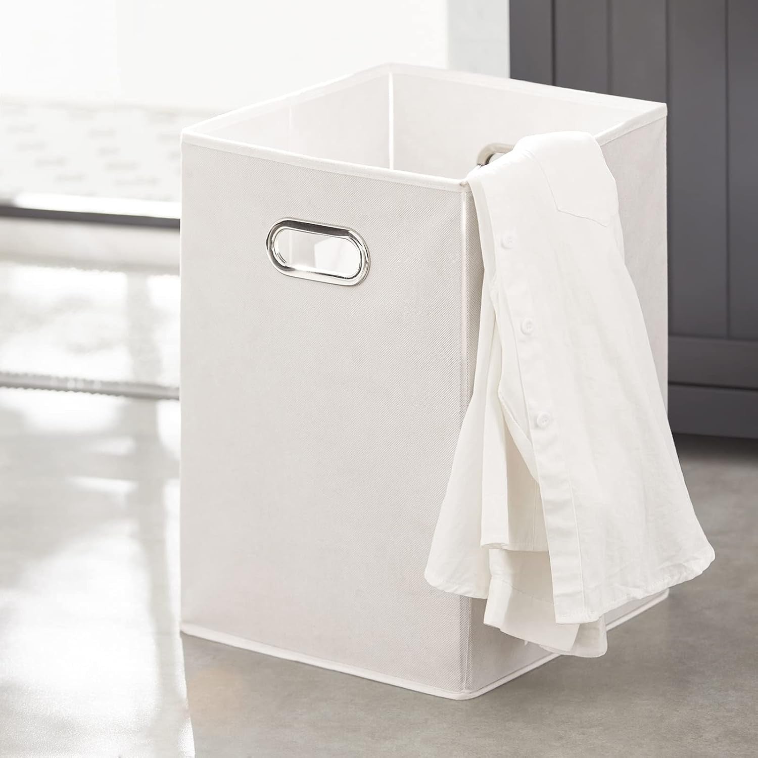Bathroom Laundry Cabinet Storage Unit with Drawers & Baskets Grey MDF
