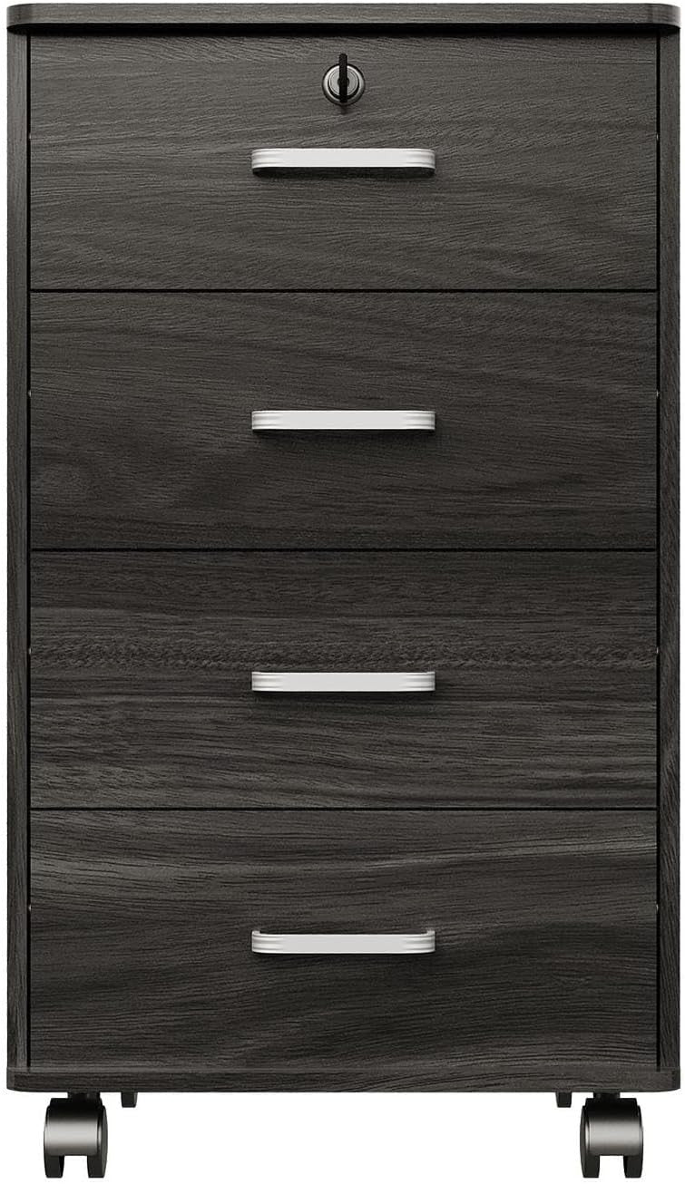 Mobile 4 Drawer File Cabinet Lockable Under Desk A4 Letter Grey