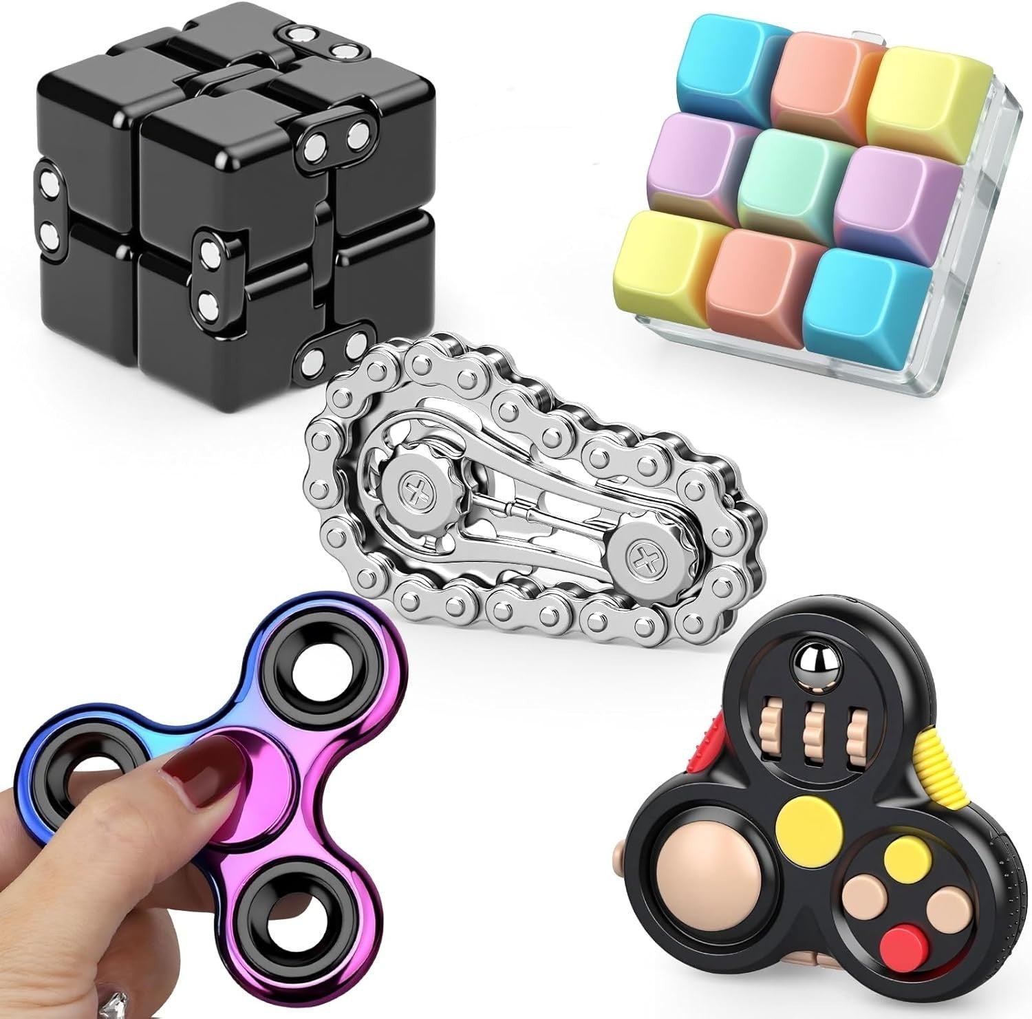 Fidget Toy Set Stress Relief Desk Gadgets Spinner Cube Clicker