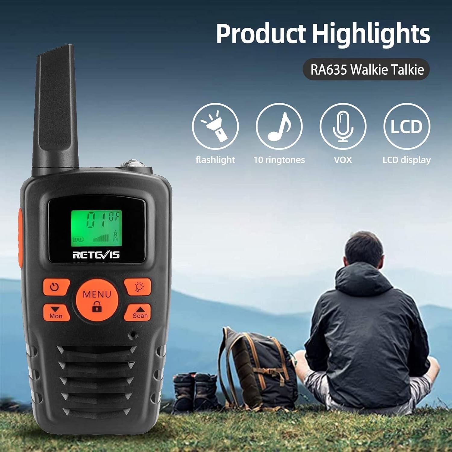 PMR446 Walkie Talkies 16 Channel Long Range VOX LED Torch Two Way Radio