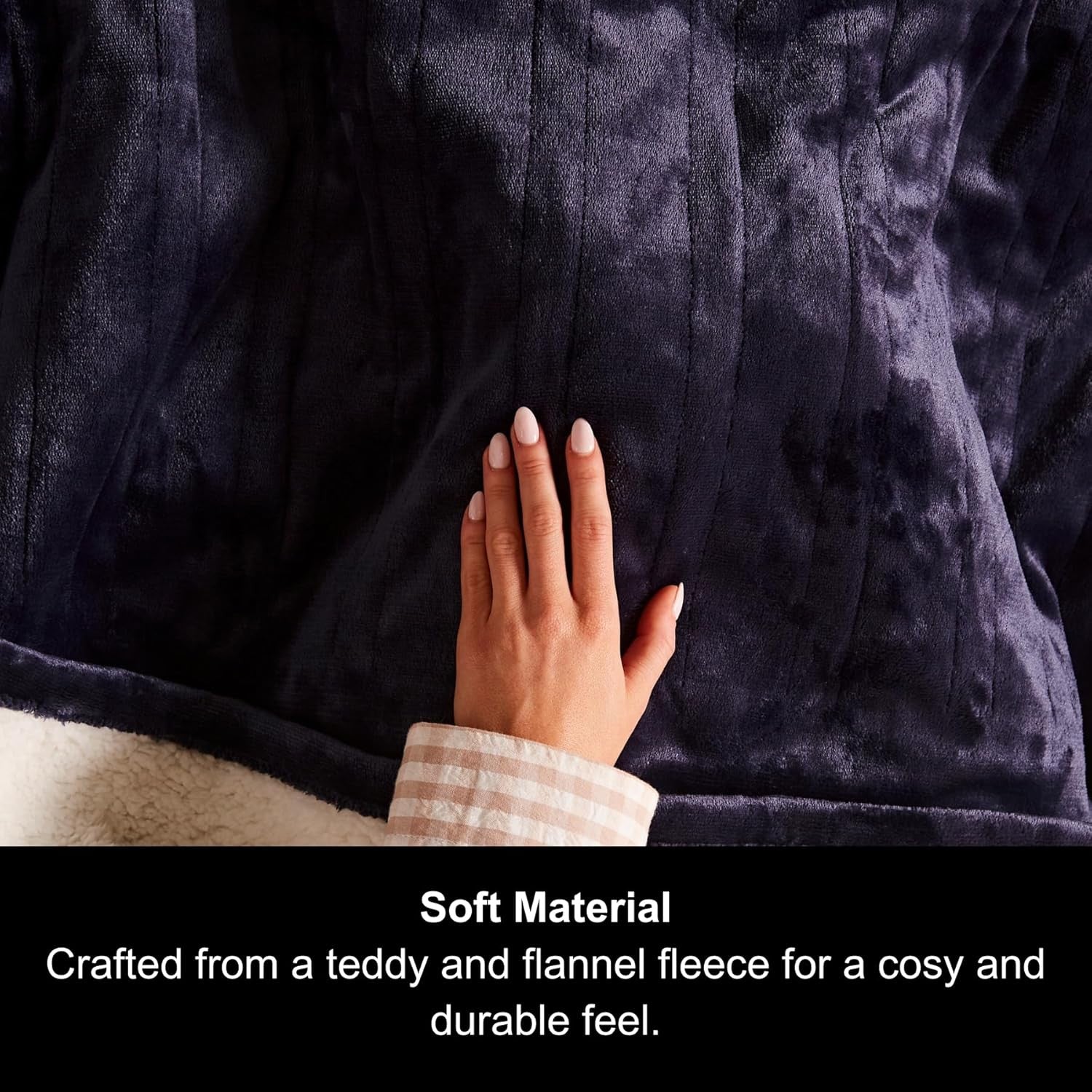 Electric Heated Throw Blanket 160x130cm Teddy Fleece 9 Heat Auto Off