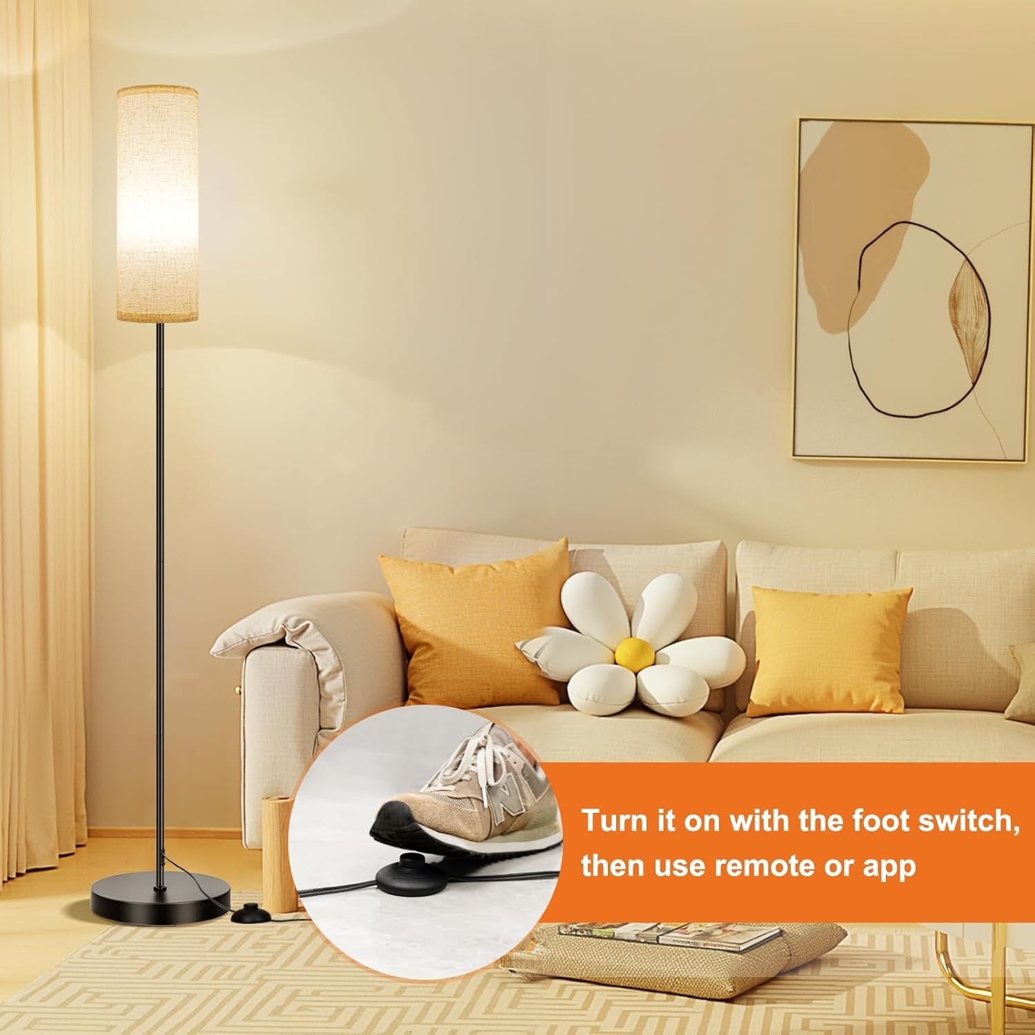RGB LED Floor Lamp Dimmable Smart Standing Lamp Remote Corner Light