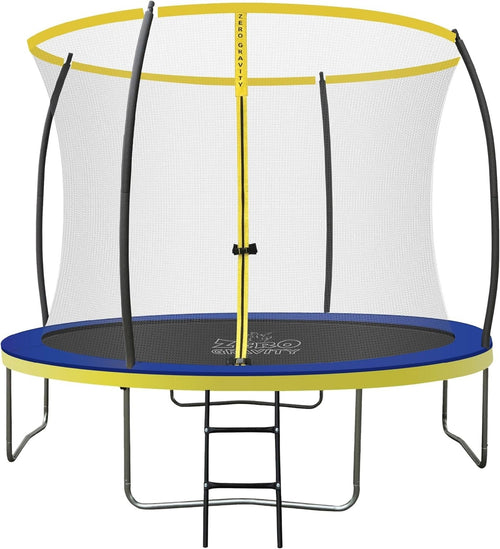 10FT Round Garden Trampoline w Safety Enclosure Ladder PVC Padding