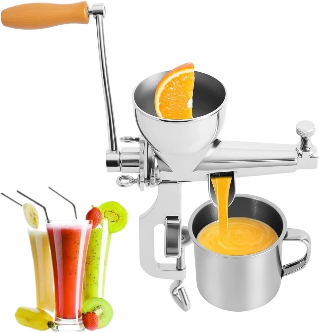 Manual Masticating Juicer Stainless Steel Leafy Greens Wheatgrass