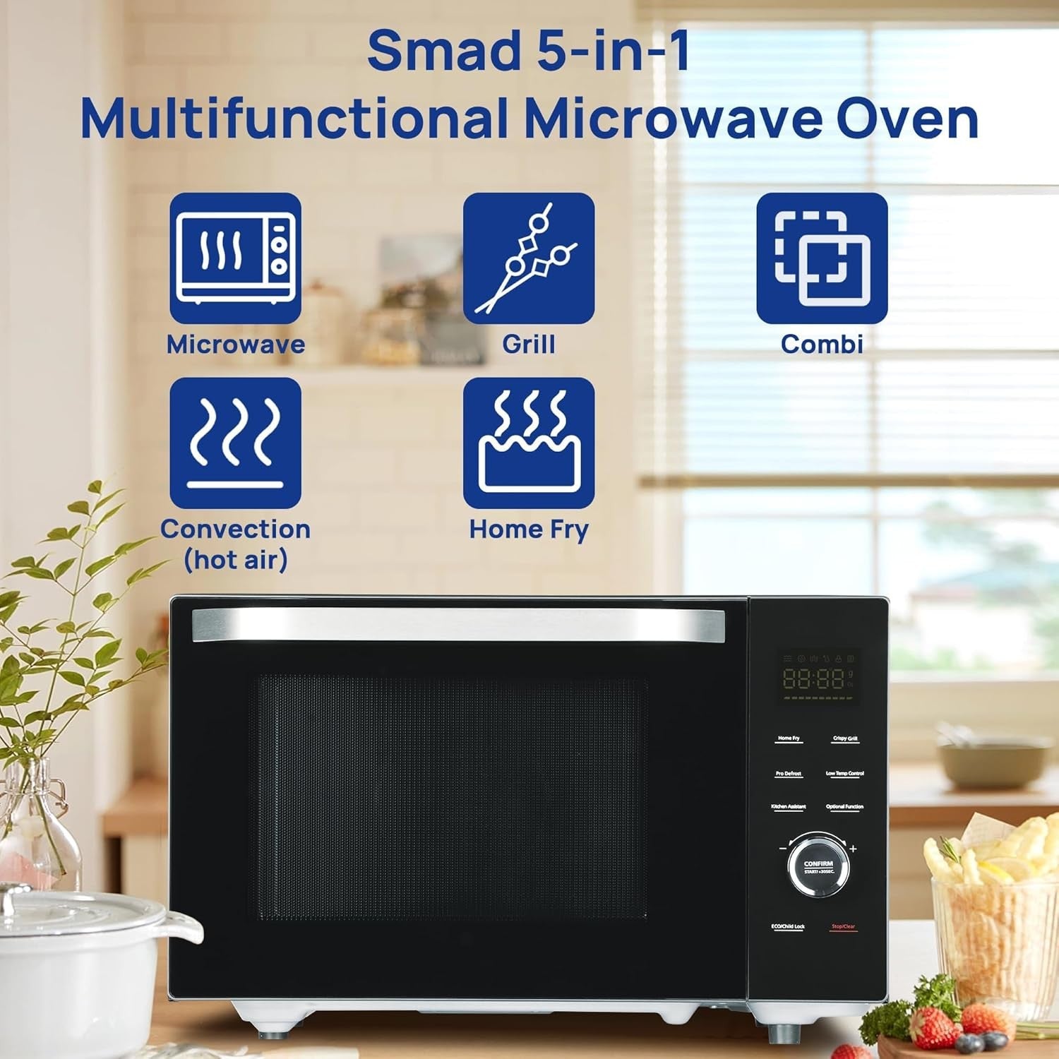 Smad 34L Combination Microwave Oven 1000W Microwave 2400W Grill/Convection