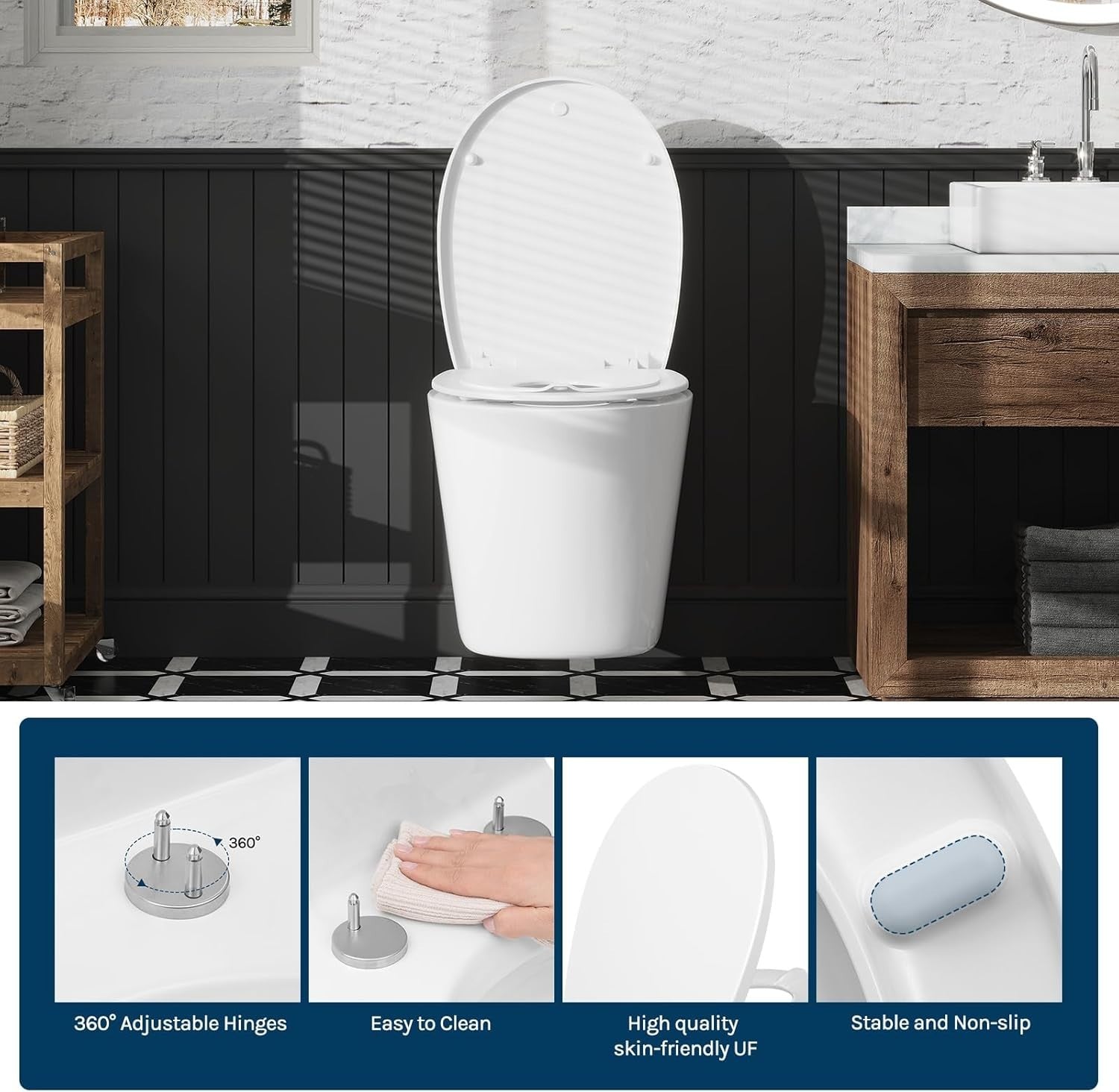 Family Toilet Seat Soft Close O-Shape Quick Release Integrated Child Seat