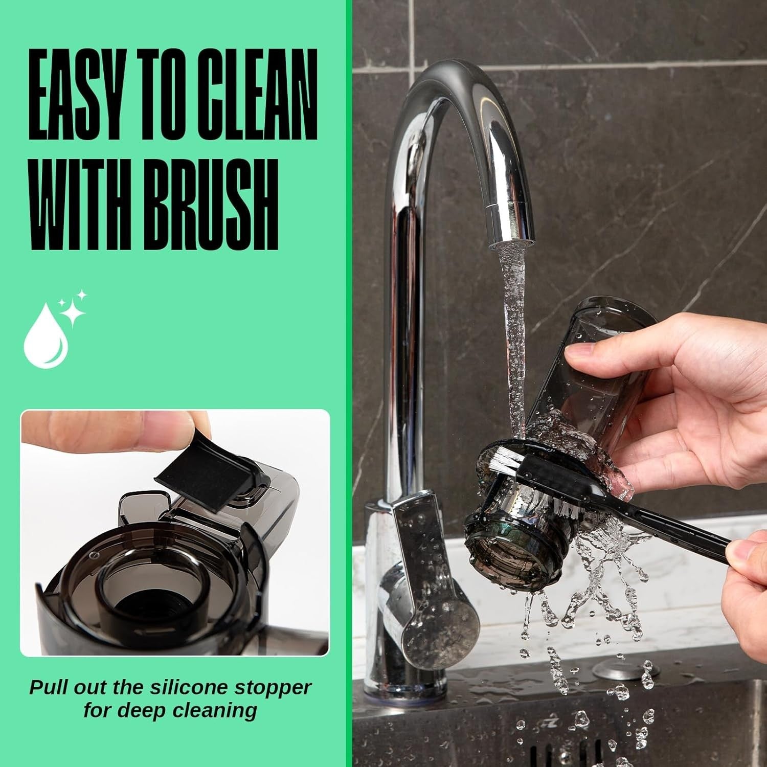 Compact Cold Press Citrus Juicer Slow Chew 60RPM Portable Green