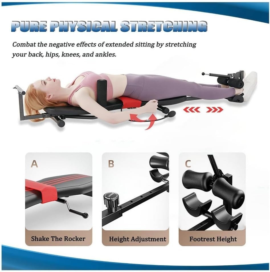 Adjustable Inversion Table 145-185cm Foldable Back