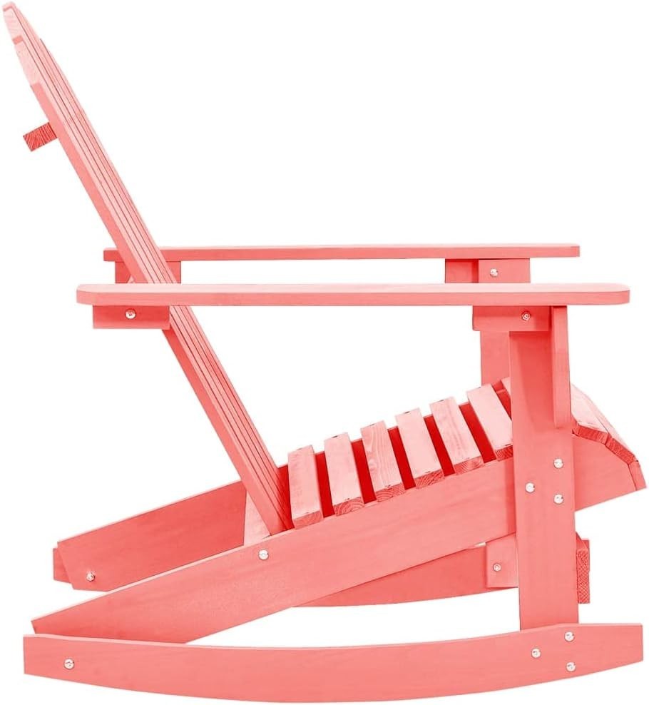 Pink Outdoor Wooden Rocking Chair, Ergonomic Seat, Weatherproof Comfort