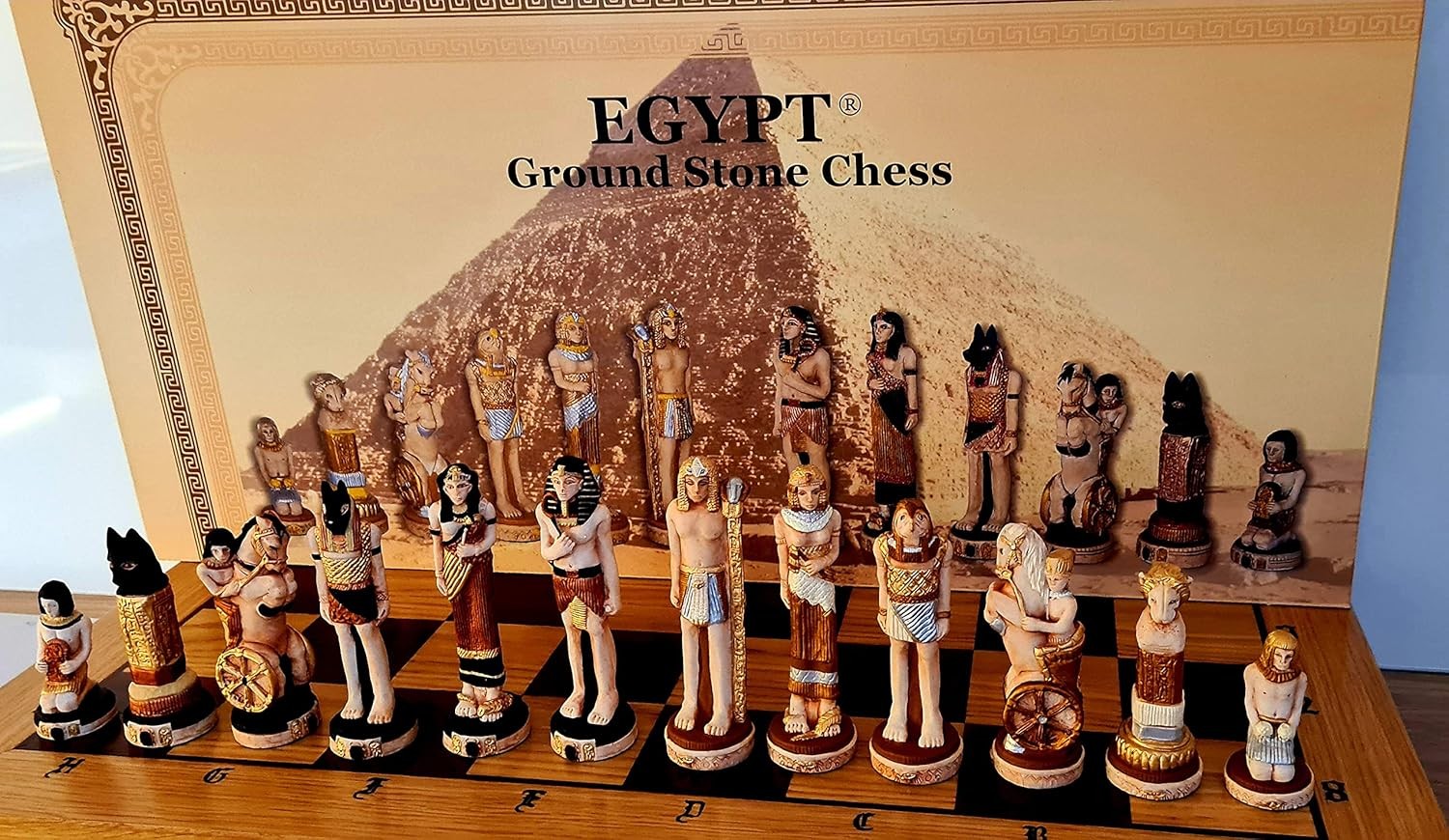 Luxury 60cm Medieval England Chess Set | Stone Figures & Inlaid Board | Handcraf