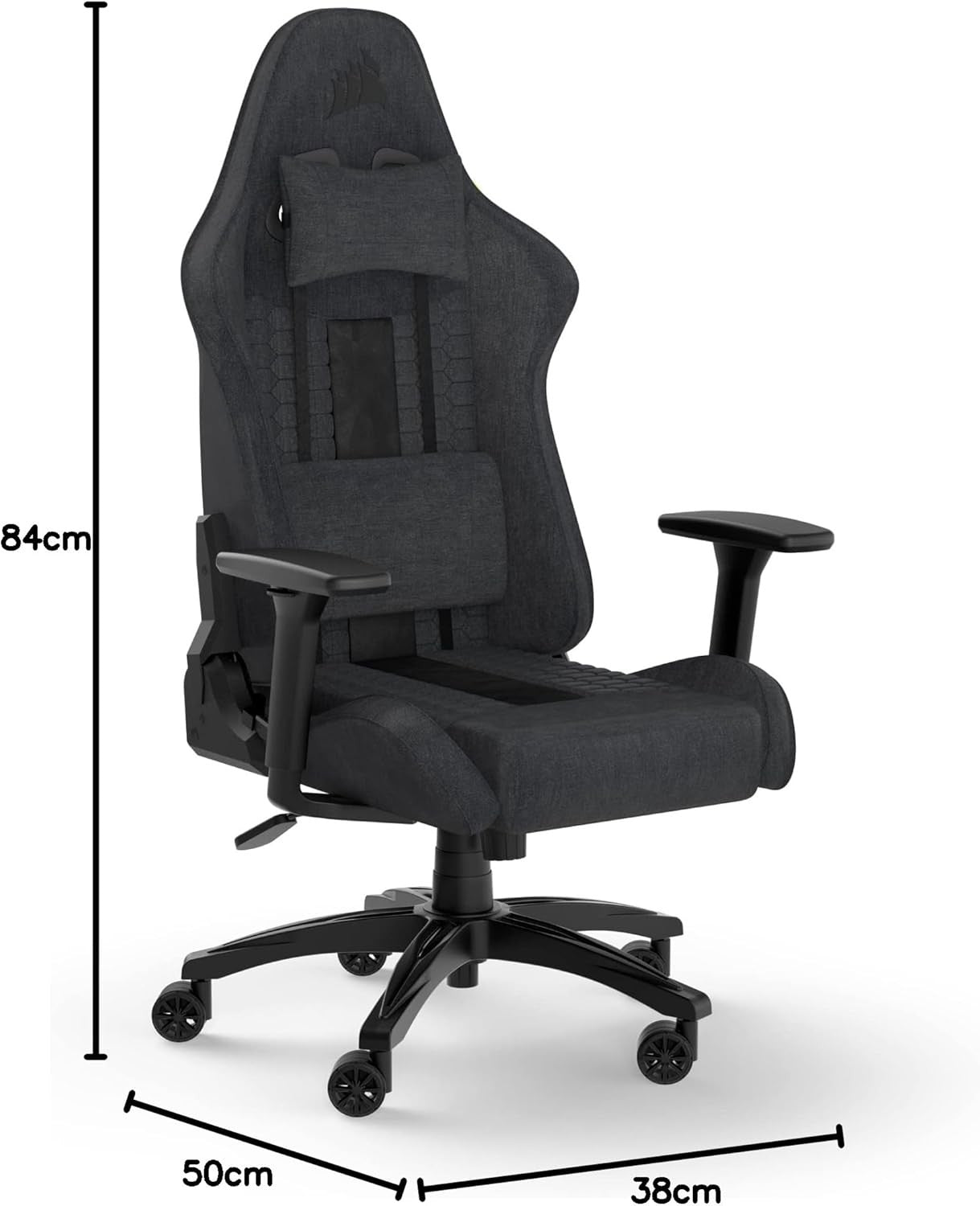 Relaxed Gaming Chair – Fabric Adjustable Seat Grey & Black