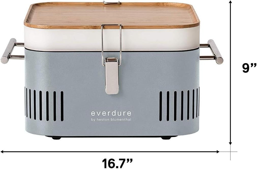 Portable Charcoal BBQ Grill with Prep Board & Storage Tray – Compact Tabletop