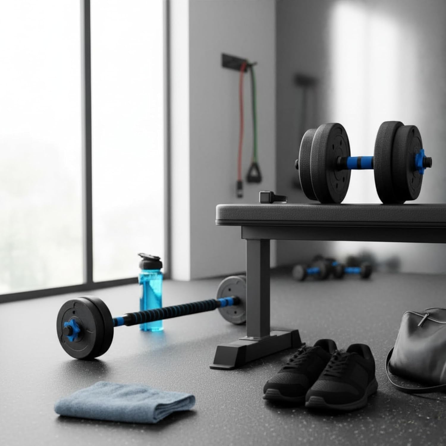 Adjustable Dumbbell Barbell Set 10–50kg Home Gym Weight Lifting