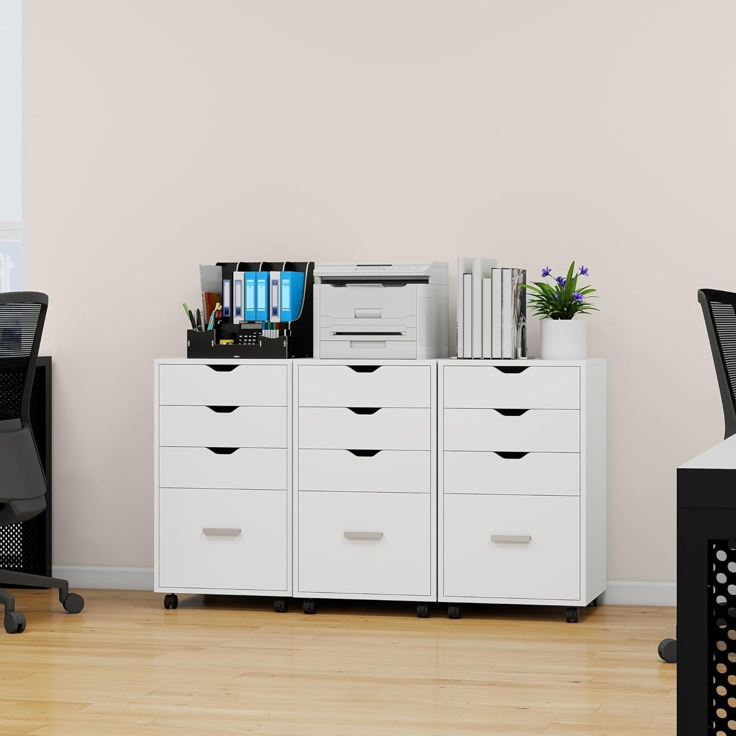 Compact Rolling Drawer Cabinet 4 Tier Under Desk File Storage Unit