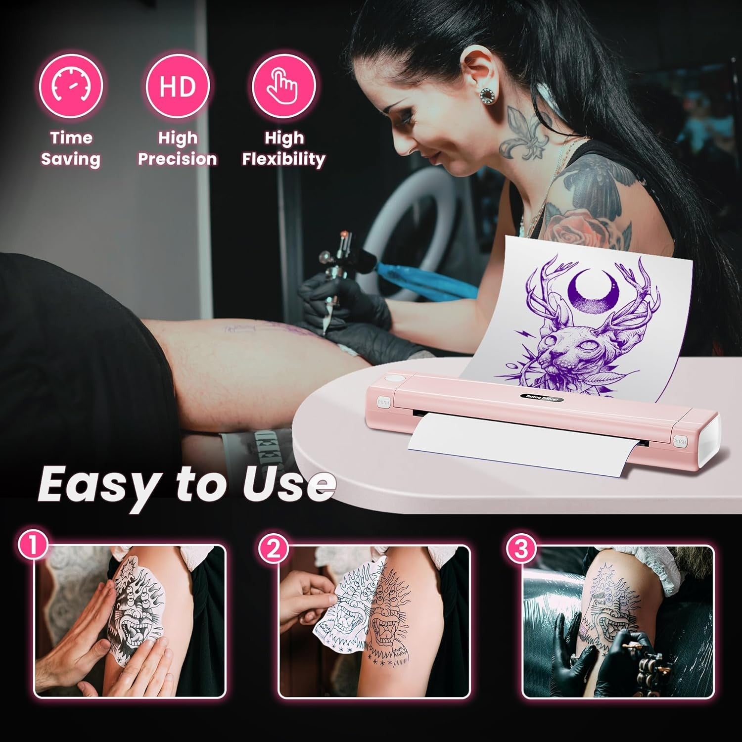 Wireless Tattoo Stencil Printer Thermal Transfer Machine A4 Bluetooth