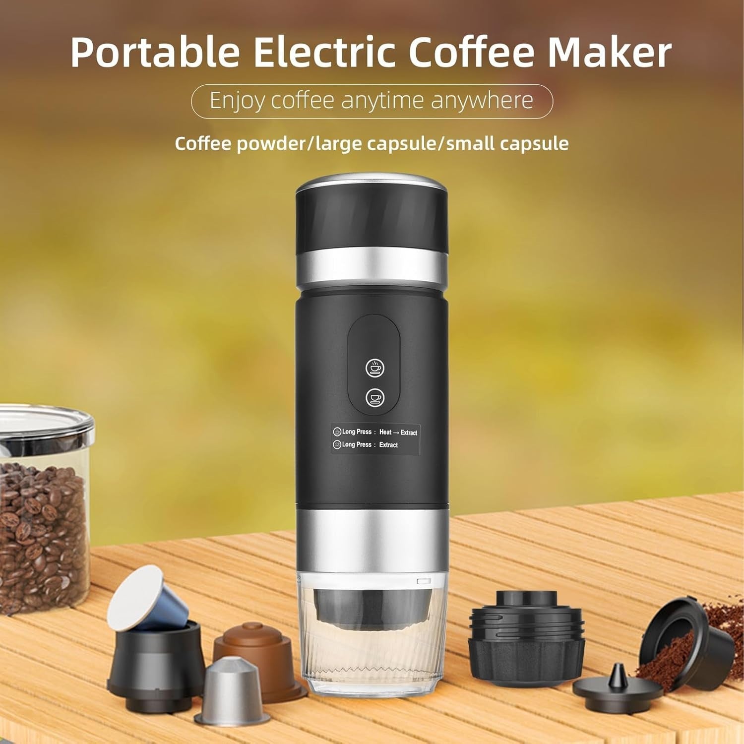 Portable Coffee Maker 3-in-1 Electric Hot Cold Brew Machine Digital Display