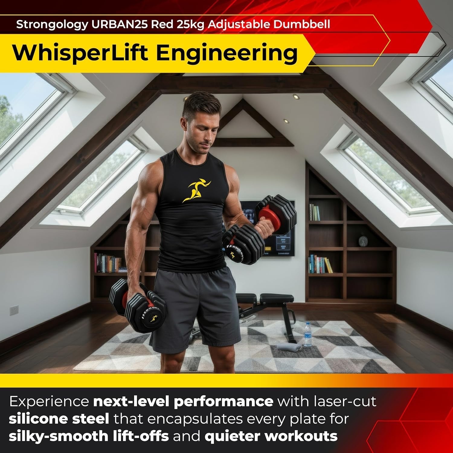 2.5–25KG Adjustable Smart Dumbbells Pair Dial System Non-Slip Home Gym