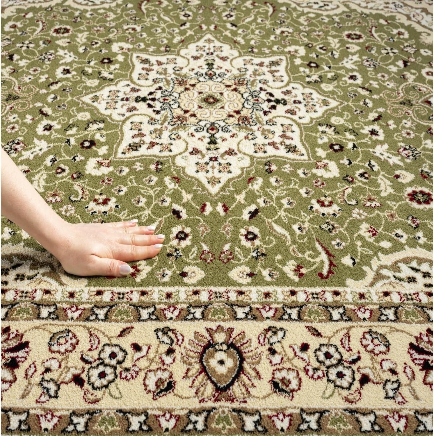 Green Traditional Area Rug 160x230cm Heavy Soft Non Slip Living Room Carpet