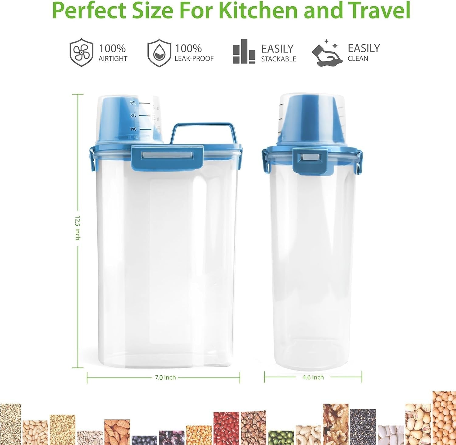3L Airtight Rice Dispenser BPA Free Dry Food Bin w Cup