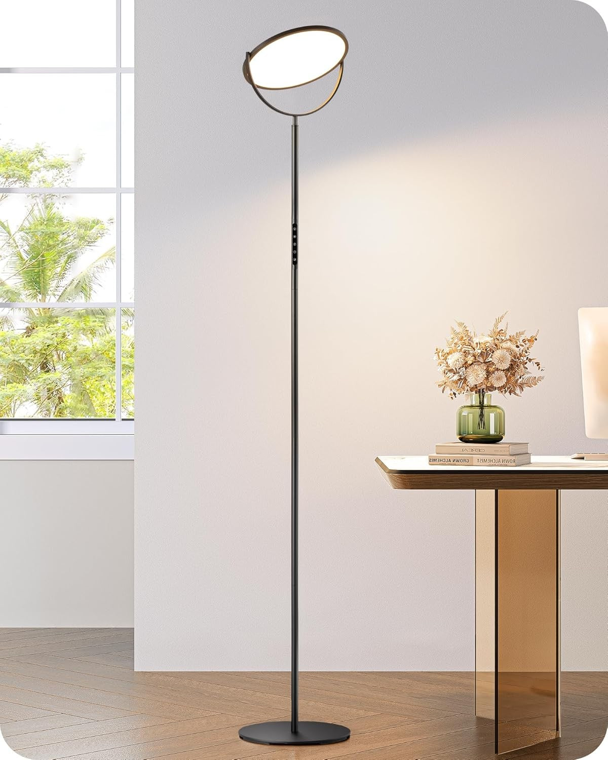 LED Uplighter Floor Lamp Dimmable 193cm Tall Remote Touch Reading Light
