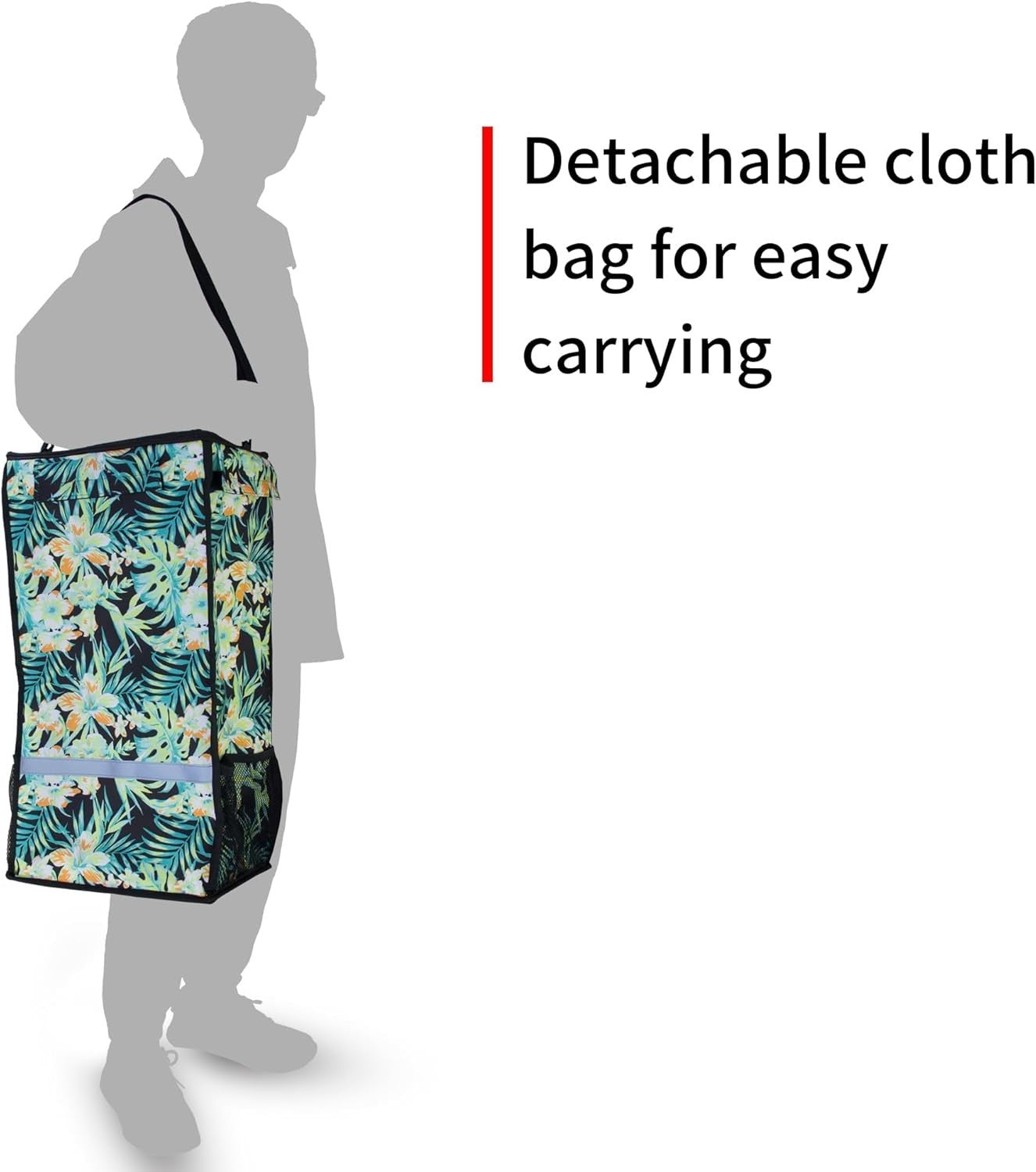 Foldable 45L Shopping Trolley Cart w/ Insulated Bag & 2 Wheels Tropic