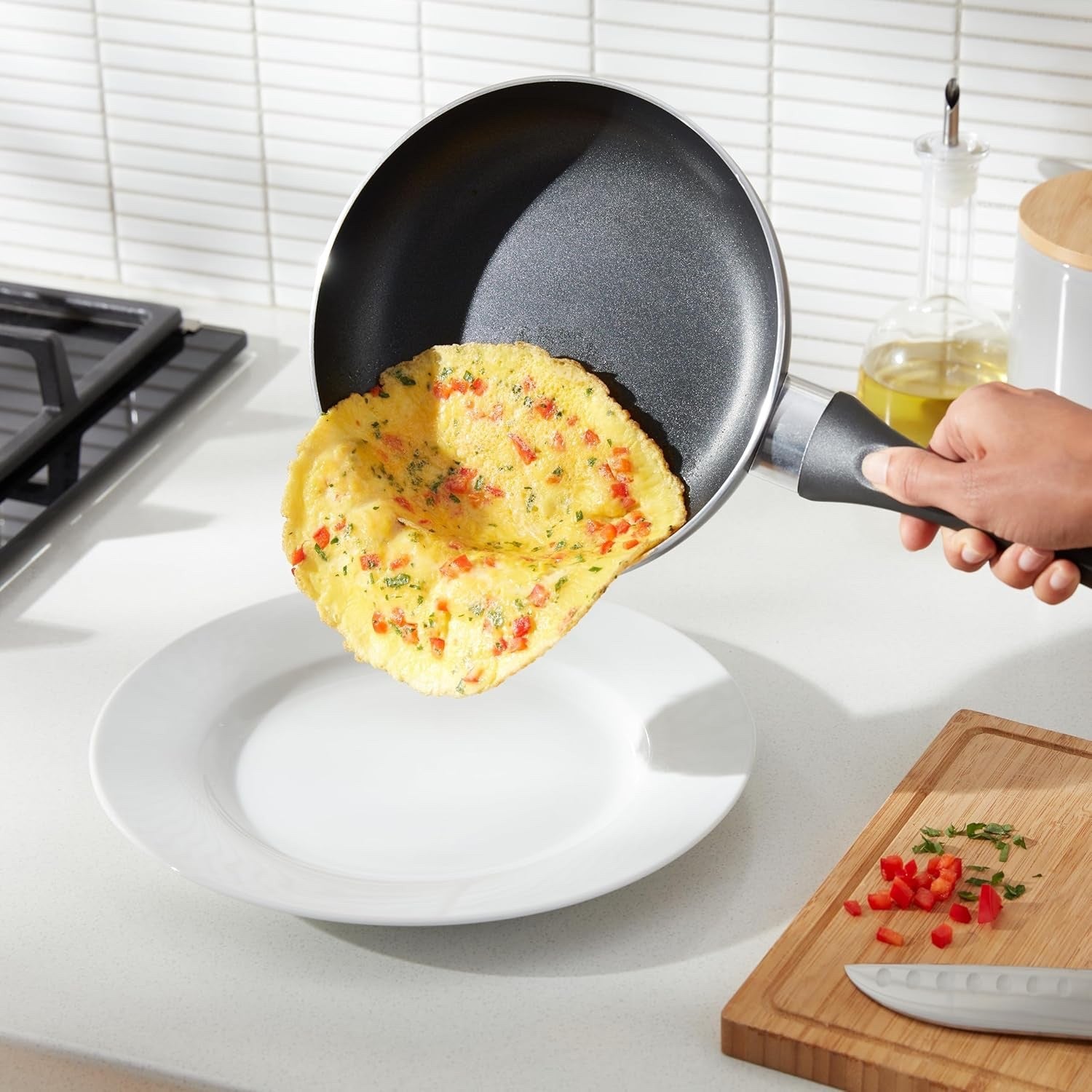 8pcs Non Stick Cookware Set – Frying Pans & Sauce Pans with Glass Lids Black