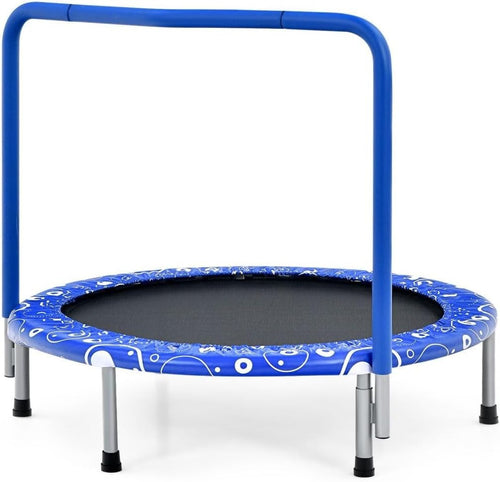 36'' Kids Foldable Trampoline with Foam Handle Quiet Indoor Outdoor
