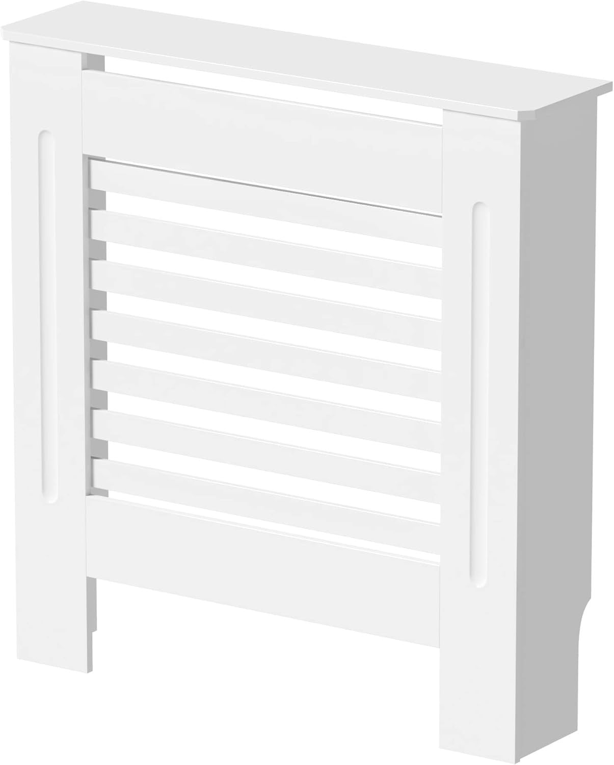 Small White Radiator Cover Modern MDF Cabinet Horizontal Slat W78xH81.5cm