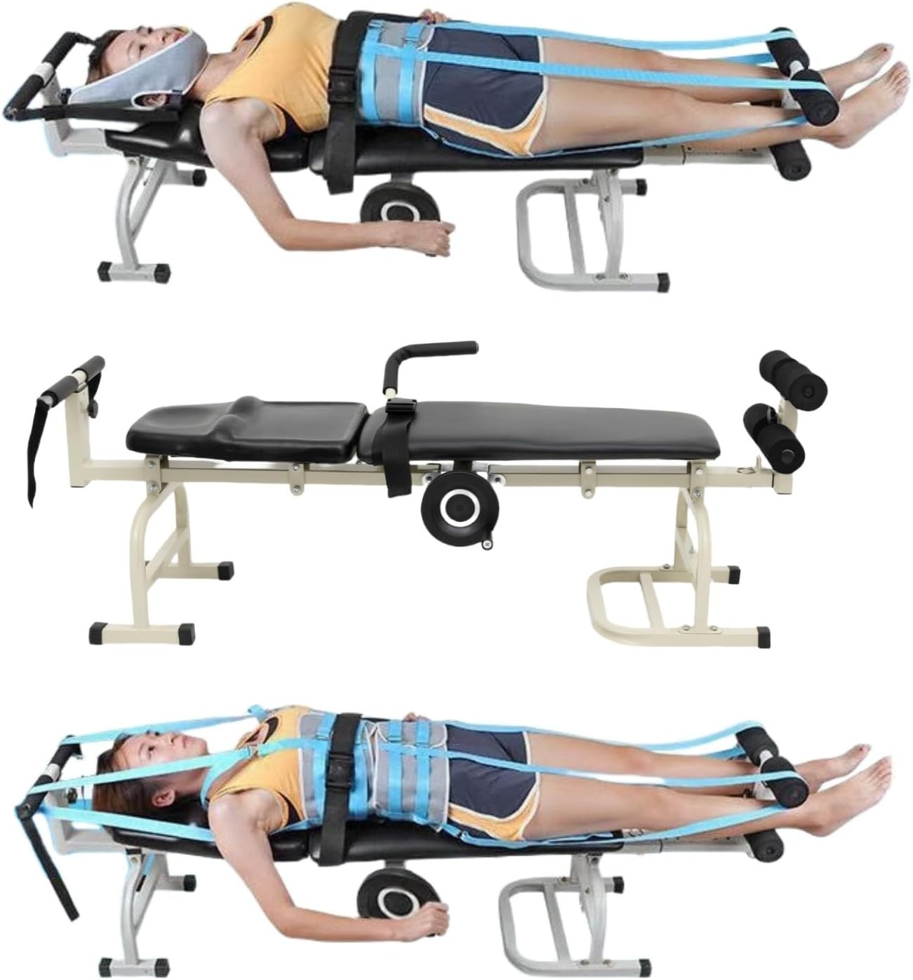 Folding Traction Bed & Neck Stretcher for Back Pain, Adjustable 265lb