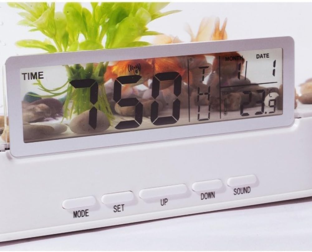 Compact LED Fish Tank Aquarium with Desk Lamp, Alarm Clock & Calendar