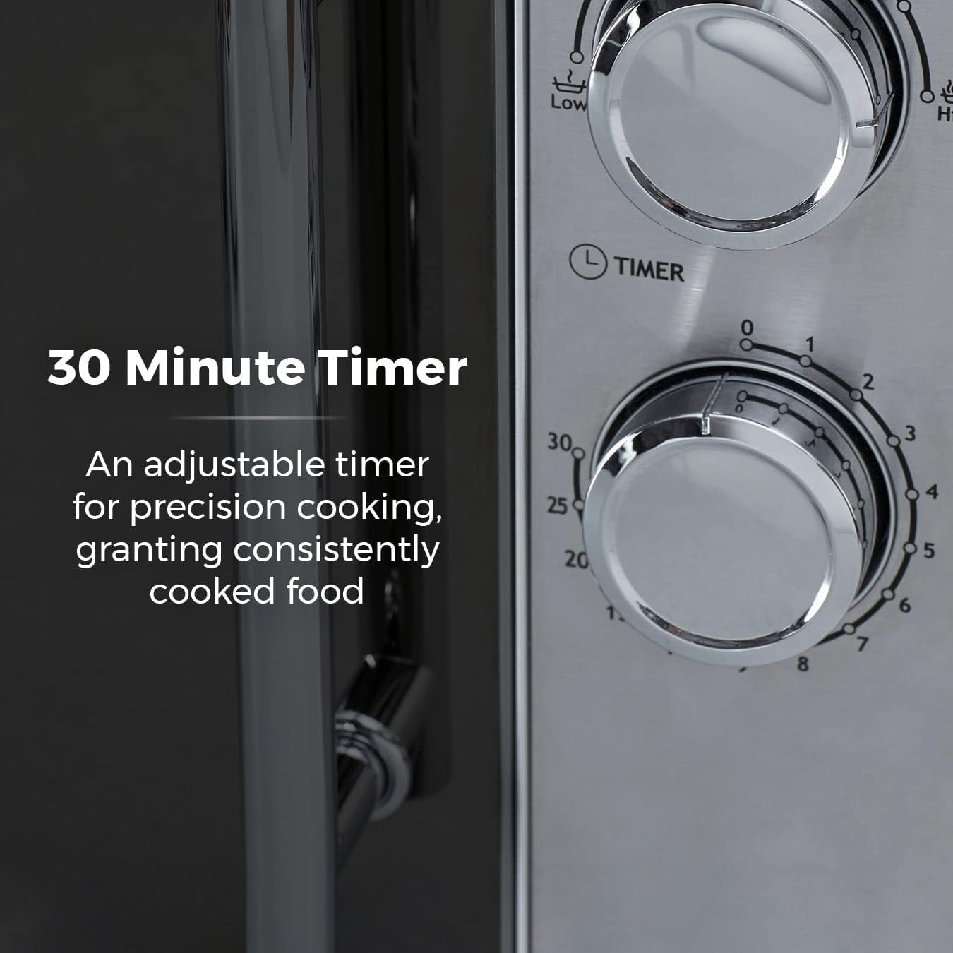 20L Microwave 800W Manual 5 Power Levels 30 Min Timer Silver