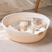 Washable Cat Bed Basket 47cm Cotton Rope Woven Cushion All Season