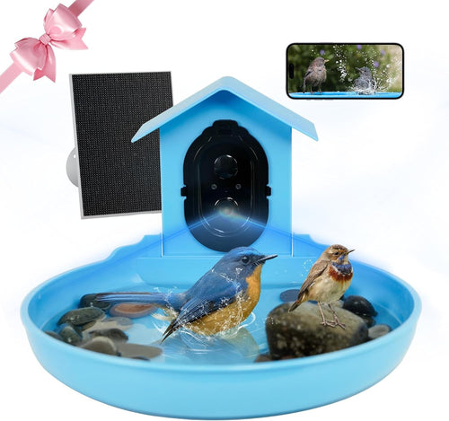Smart Solar Bird Bath with Camera WiFi Motion Detection Garden Water Feature