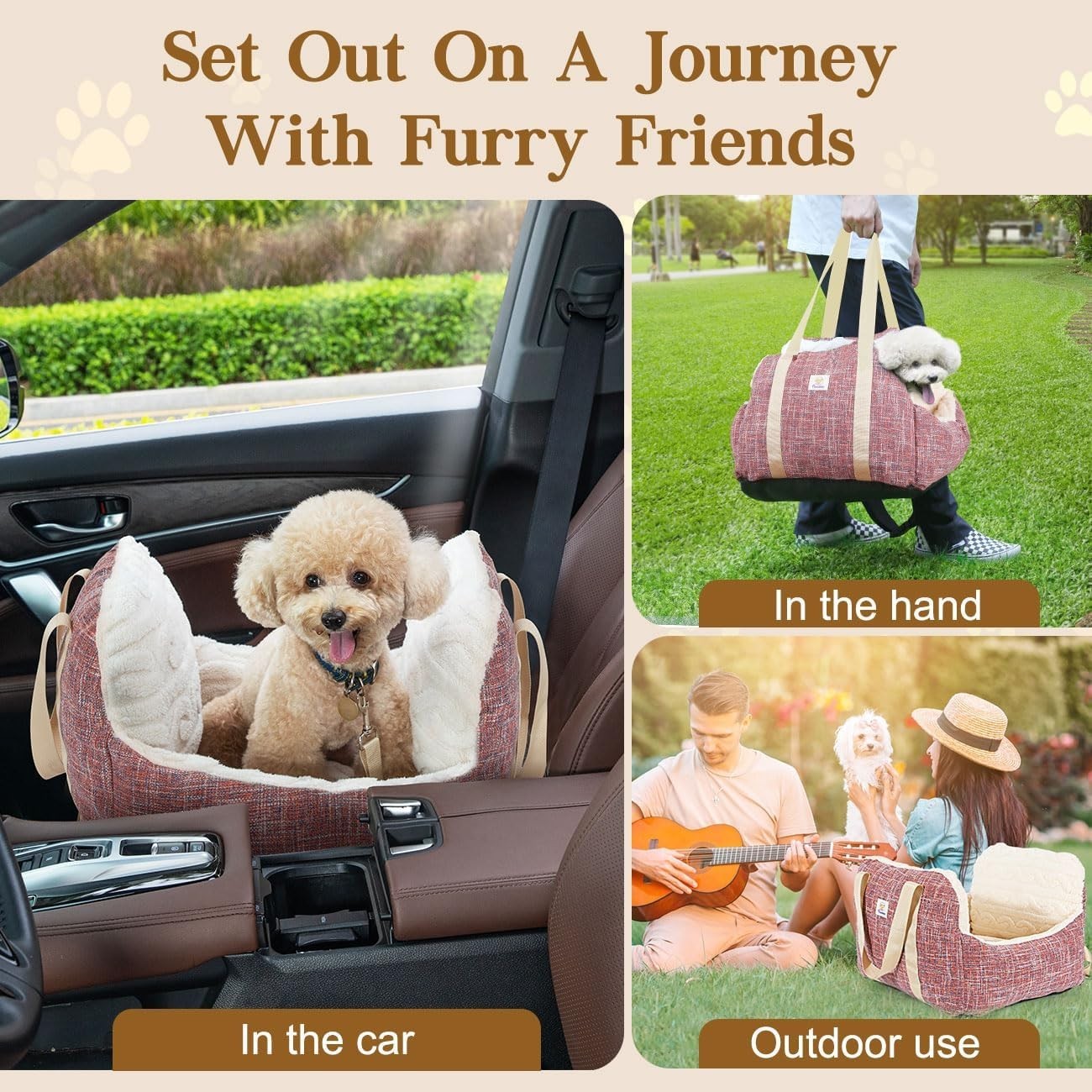 Dog Booster Car Seat Pet Travel Bed Safety Leash Washable 25lb