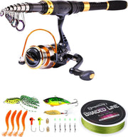 Telescopic Fishing Rod & Spinning Reel Combo Complete Travel Kit