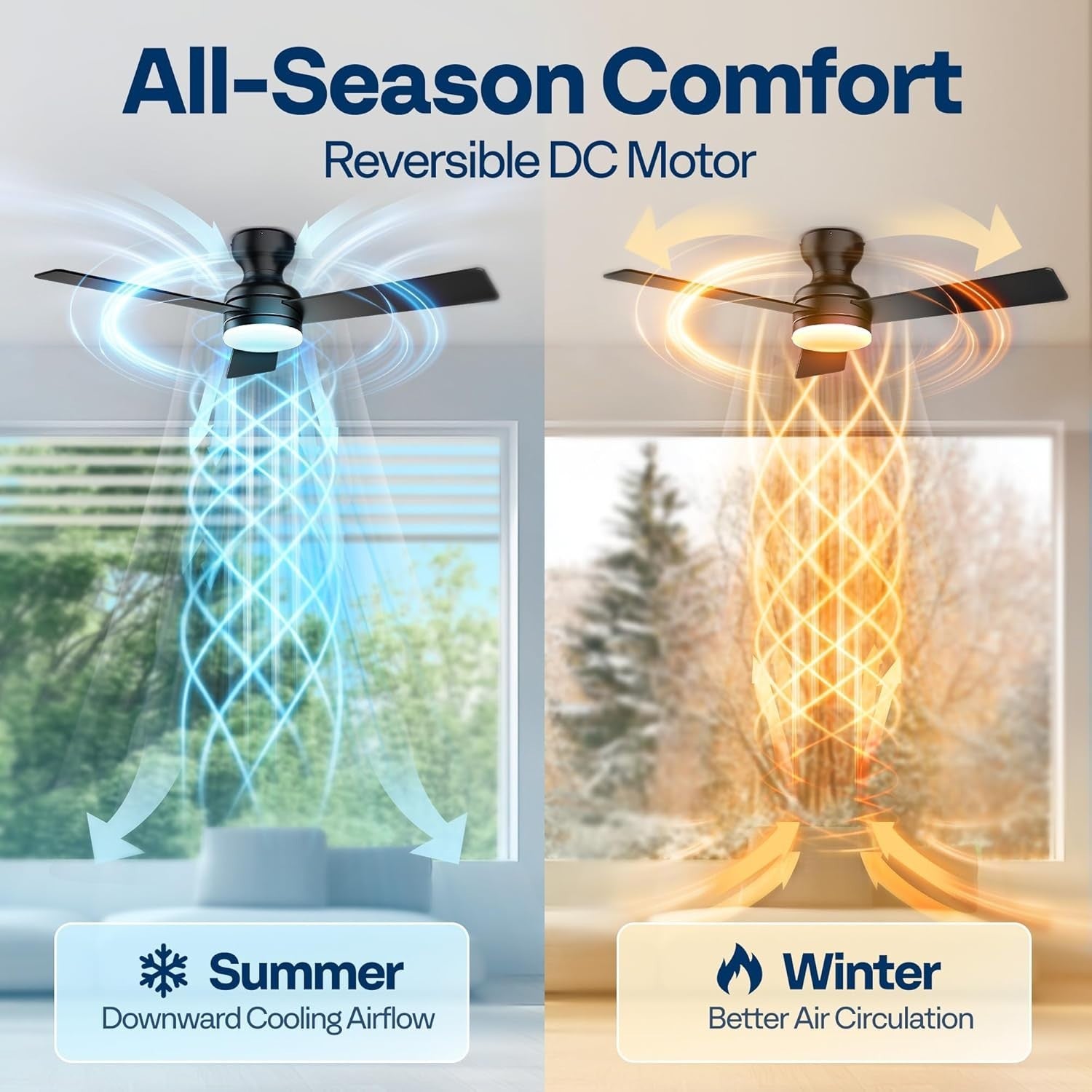 VIVOHOME 42"" Ceiling Fan with Lights, Remote, 6 Speeds, 3CCT LED, Timer