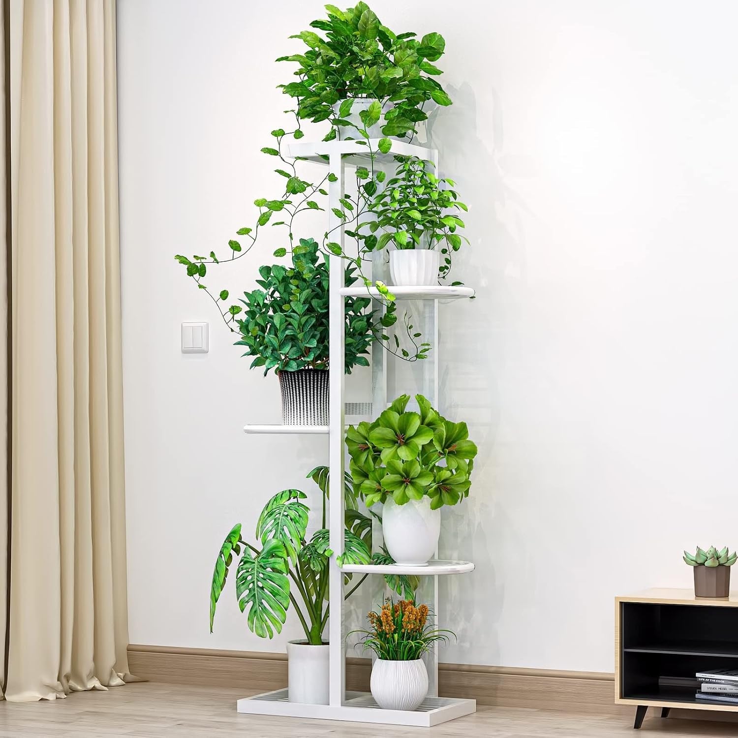 5 Tier White Metal Plant Stand Indoor Outdoor Flower Pot Display Shelf