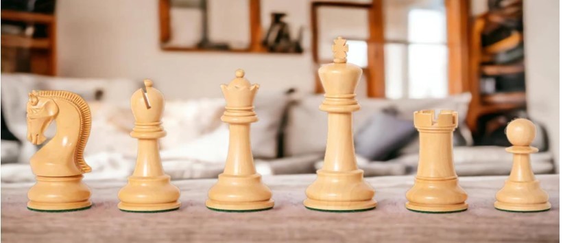 Luxury Acacia Mahogany Chess Set with Weighted Pieces & Storage Combo