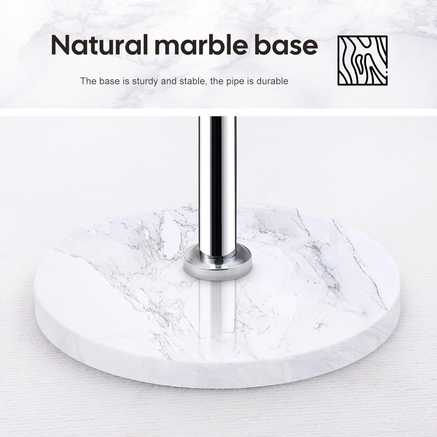 Luxury Marble Base Coat Rack Stand | 8 Hook Silver Metal Hall Tree