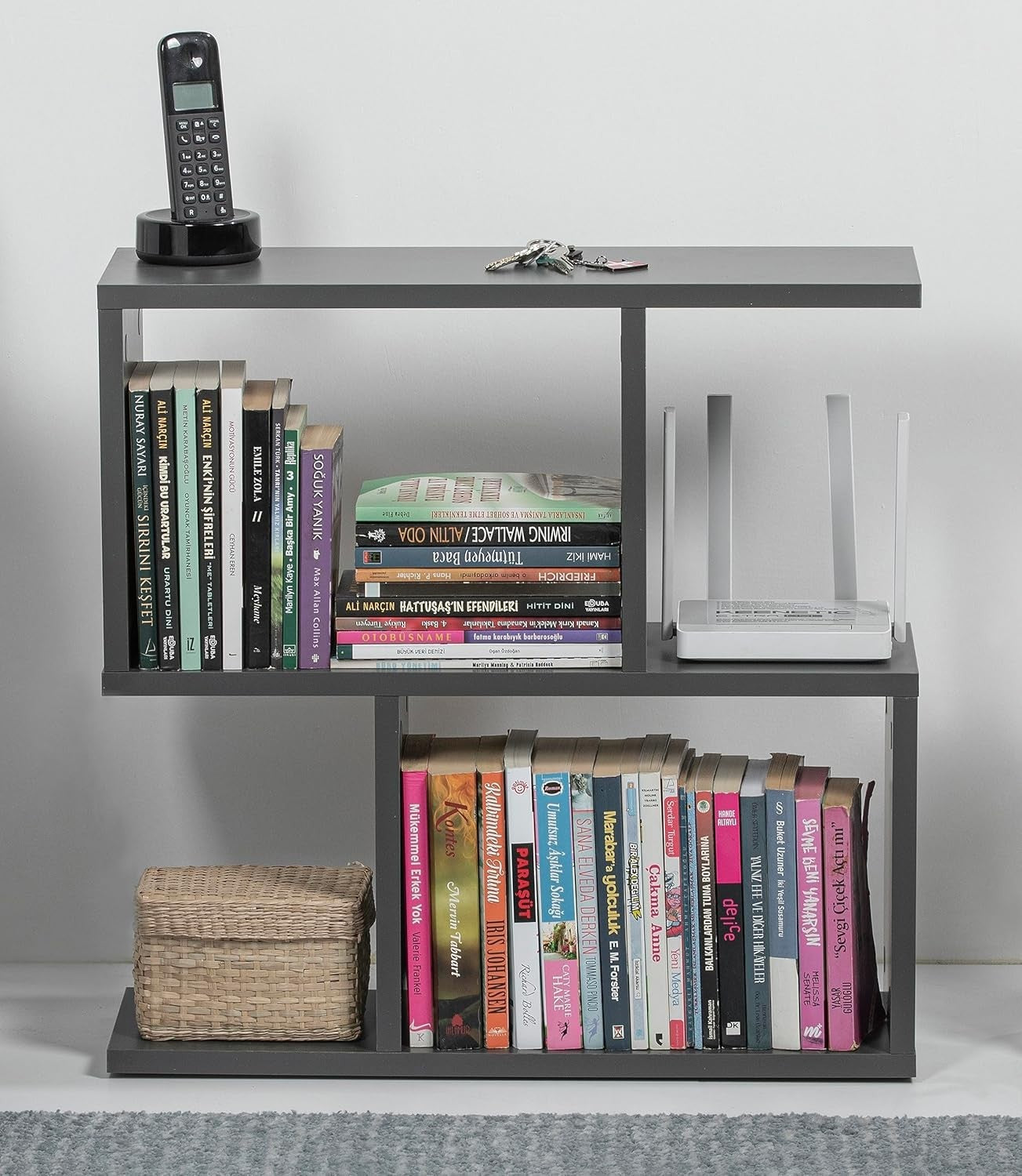2-Tier Storage Side Table, End Table, Desk & Coffee Table, Anthracite 60x60