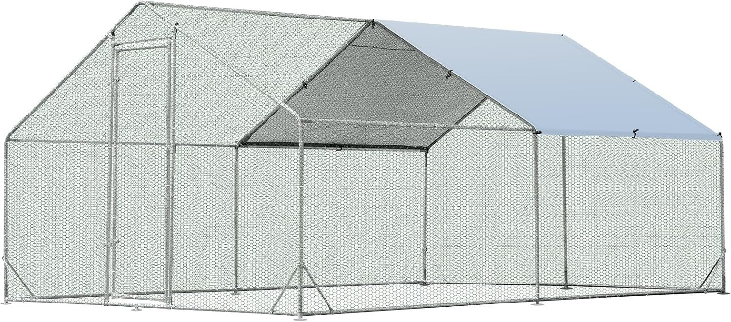 Extra Large Walk In Chicken Coop 3x4m Galvanised Run UV Cover